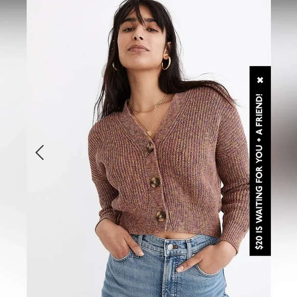 Madewell Sweaters Madewell Marled Grey Wood Crop Cardigan